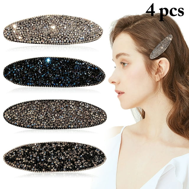 4PCS Womens Clip Cheveux Strass Décor Cheveux Épingle Cheveux Barrette Accessoires de Cheveux