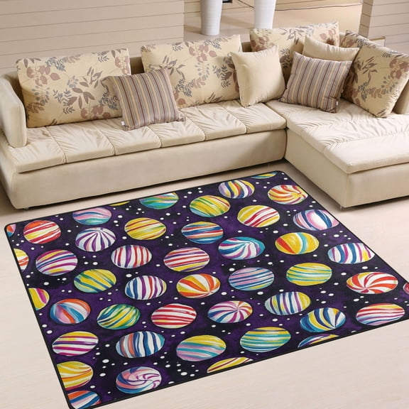 Yayeee Area Rugs for Living Room 5.2'x4' Non Slip Washable Bedroom Floor Carpet, Colorful Candies