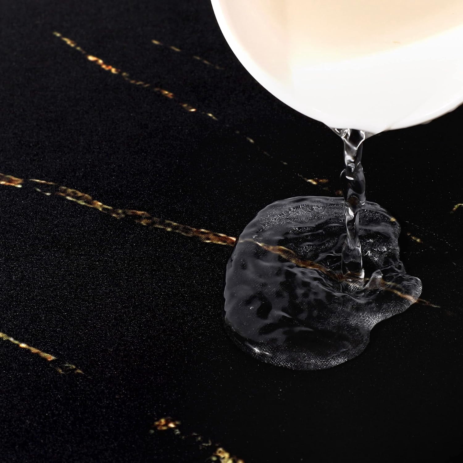 XXL Large Gaming Laptop Mouse Pad, Abstract Marble Big Desk Pads PC Keyboard Waterproof and Non-Slip 31.5 x 11.8inches 3mm Thick Rubber Table Mat,Gold Inlaid with Jade, Black Marble