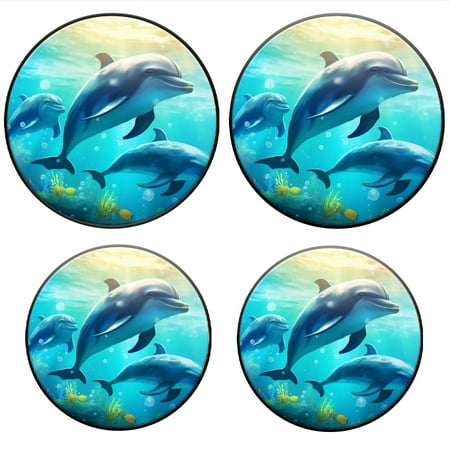 

BaHomeck Electric Stove Burner Covers Set of 4 Round Metal Gas Stove Burner Covers 8 Inch and 10 Inch Kitchen Decor Dolphins Swimming In The Ocean With Bright And Clear Colors