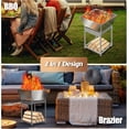 thumbnail image 2 of 2-in-1 Portable Stainless Steel Square Fire Pit with Grill, Ash Pan and Wood Storage for Backyard, Patio and Camping, 2 of 8