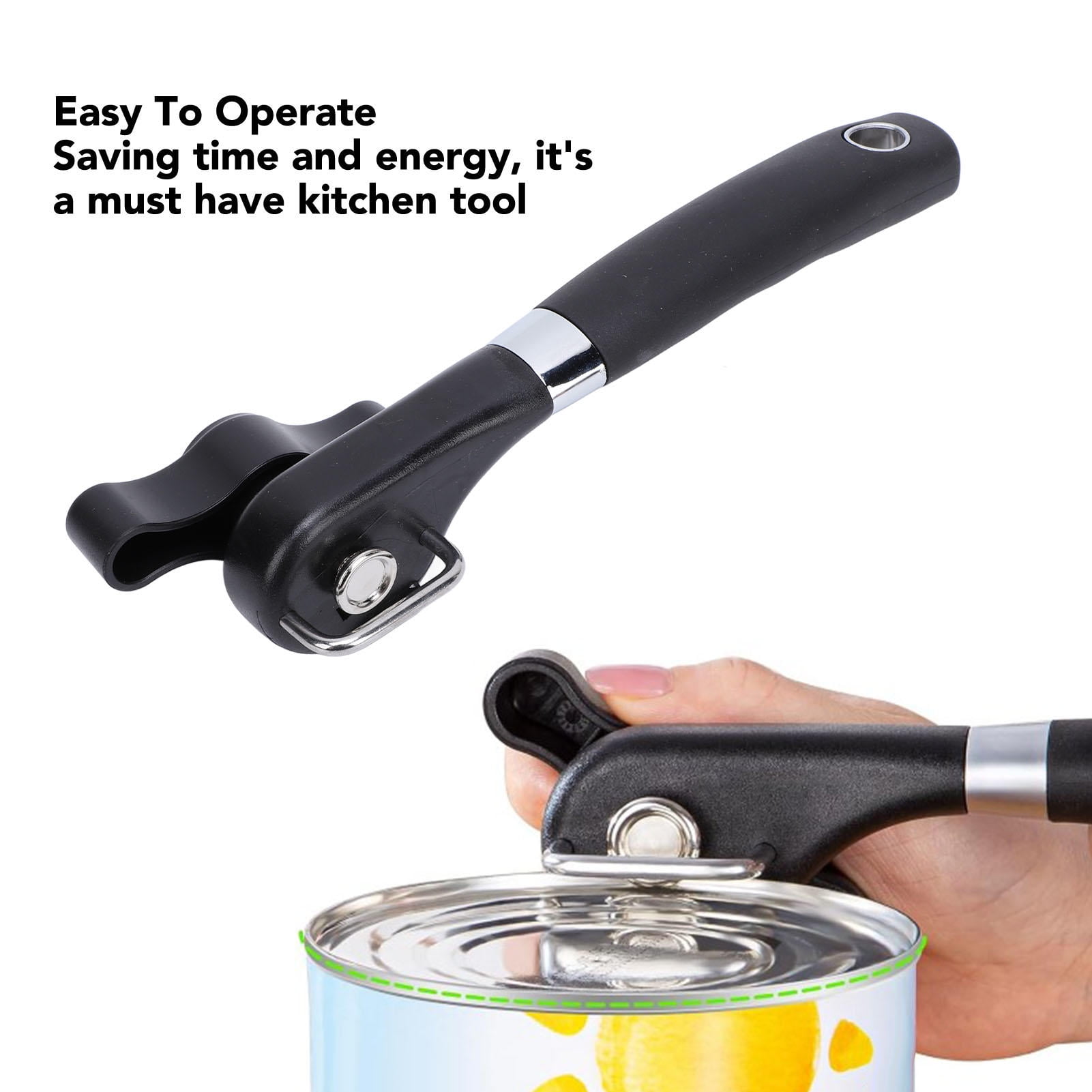 Suodoka Ergonomic Stainless Steel Hand‑Held Can Opener with Non‑Slip Handle, Slick Edges – Safe, Easy to Use for Seniors