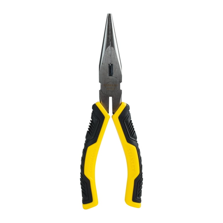 Stanley Long Nose Plier (Straight) - 7.87 Inch, Bi-Material Handles, Heat Treated Chrome Steel