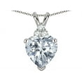 thumbnail image 2 of Star K� 8mm Heart Shape Genuine White Topaz Three Stone Pendant Necklace, 2 of 9