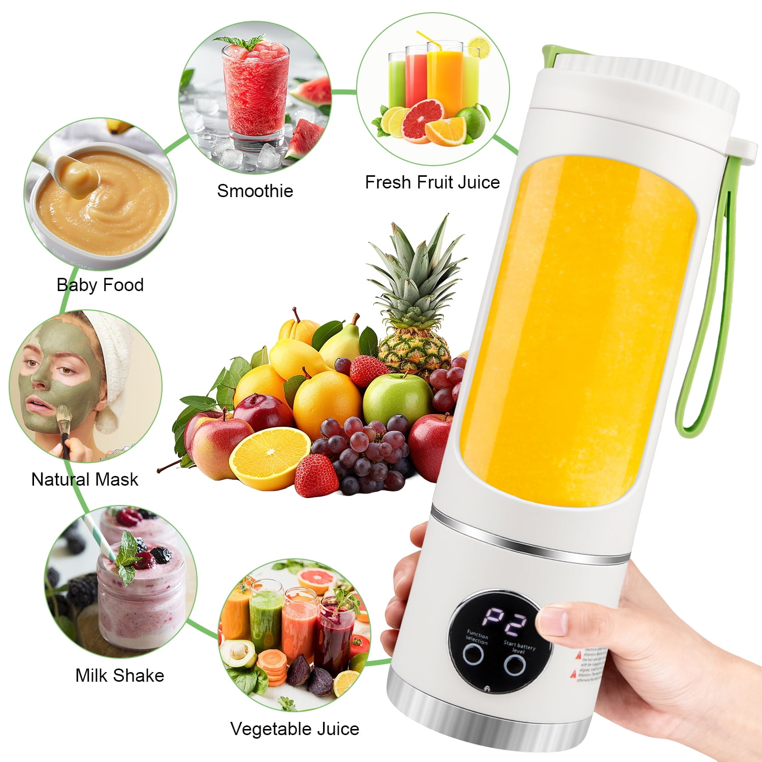 Portable Blender for Shakes and Smoothies,450mL HopePow Kitchen USB Rechargeable Shaker Juicer Blender 12 Sharp Stainless Steel Blades Cordless Personal Portable Small Blender for Smoothies,Kitchen