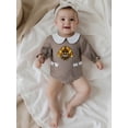 thumbnail image 4 of BemeyourBBs Girl Thanksgiving Long Sleeve Doll Collar Turkey Embroidery Romper, 4 of 9