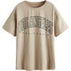 thumbnail image 1 of playera larga de gran tamaño con estampado de letras y hombros caídos para mujer Caqui CH Caqui CH Xishao ropa, 1 of 2