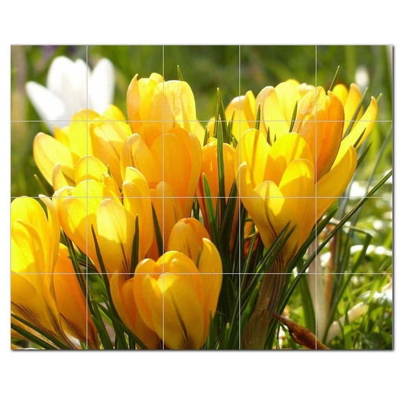 Flowers Ceramic Tile Mural Kitchen Backsplash Bathroom Shower, 402341-XL54