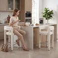 thumbnail image 3 of Dayalane 26" Counter Height Bar Stools Set of 2, Modern Sherpa Barrel Barstools with Back and Armrests, Stainless Steel Footrest for Kitchen Island, White, 3 of 11
