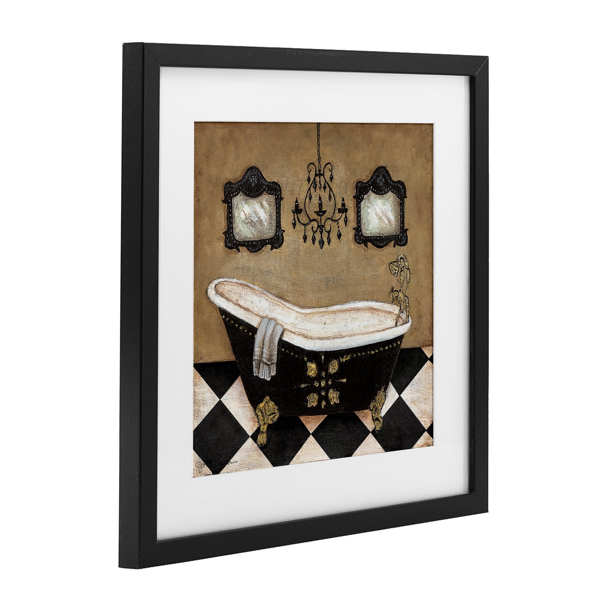 Stupell Industries Elegant Vintage Bathtub Black Framed Print Under Glass, design by Janet Tava