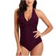 thumbnail image 2 of Traje de baño de una pieza para mujer, cómodo, liso, con almohadilla en el pecho, sin aros, Bikini con escote en V profundo OAVQHLG3B Store  lin121212, 2 of 4