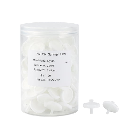 Syringe Filter PES Membrane 25mm Diameter 0.45um Pore Size Scientific Non Sterile Pack of 100