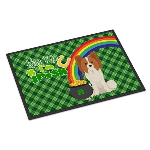 Red and White Papillon St. Patrick's Day Indoor or Outdoor Mat 24x36 36 in x 24 in
