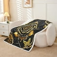 thumbnail image 2 of Manfei Gold Black Rose Throw Blanket for Couch 90x90 for Girls Women, Bohemian Damask Pearl Plush Blanket, Butterfly Fleece Throw, Lightweight Room Decorative, 2 of 8