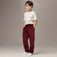 thumbnail image 4 of Ltctricy Boys' Cargo Sweatpants Elastic Waist Drawstring Straight Leg Casual Athletic Workout Trousers Children Jogger Pants(Wine,13-14 Years), 4 of 7