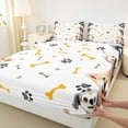 thumbnail image 3 of jejeloiu Puppy Dogs Paws Bed Sheets,Kawaii Dog Animals King Sheets,White Brown Yellow Sheet Set For Boys Kids,Breathable Home Decor,4-Piece, 3 of 7