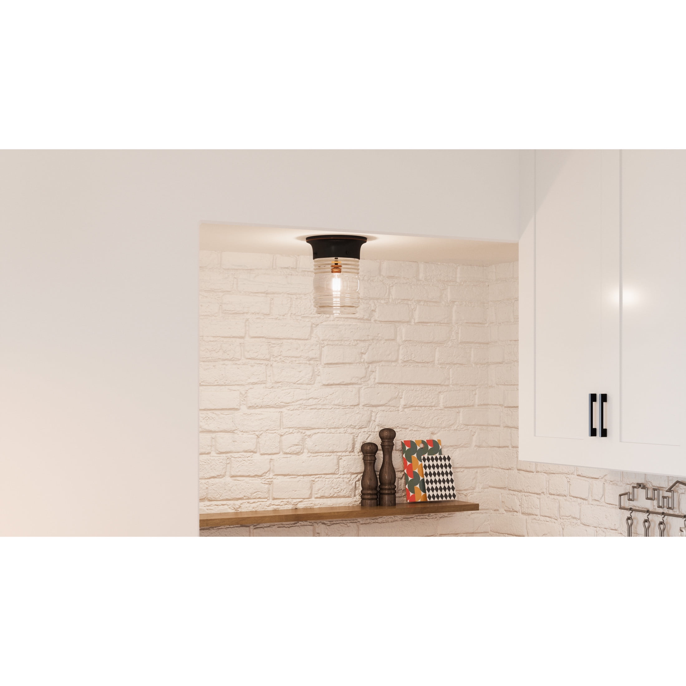 Design House Jelly Jar 1-Light Indoor/Outdoor Flush Mount Ceiling Light, Oil Rubbed Bronze