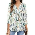thumbnail image 2 of RKSTN Chemisiers Décontractés Boho à Imprimé Floral pour Femmes, Col en V, Manches Longues, Automne, Hauts à Imprimé Floral, Blouses Amples, Chemises, 2 of 6