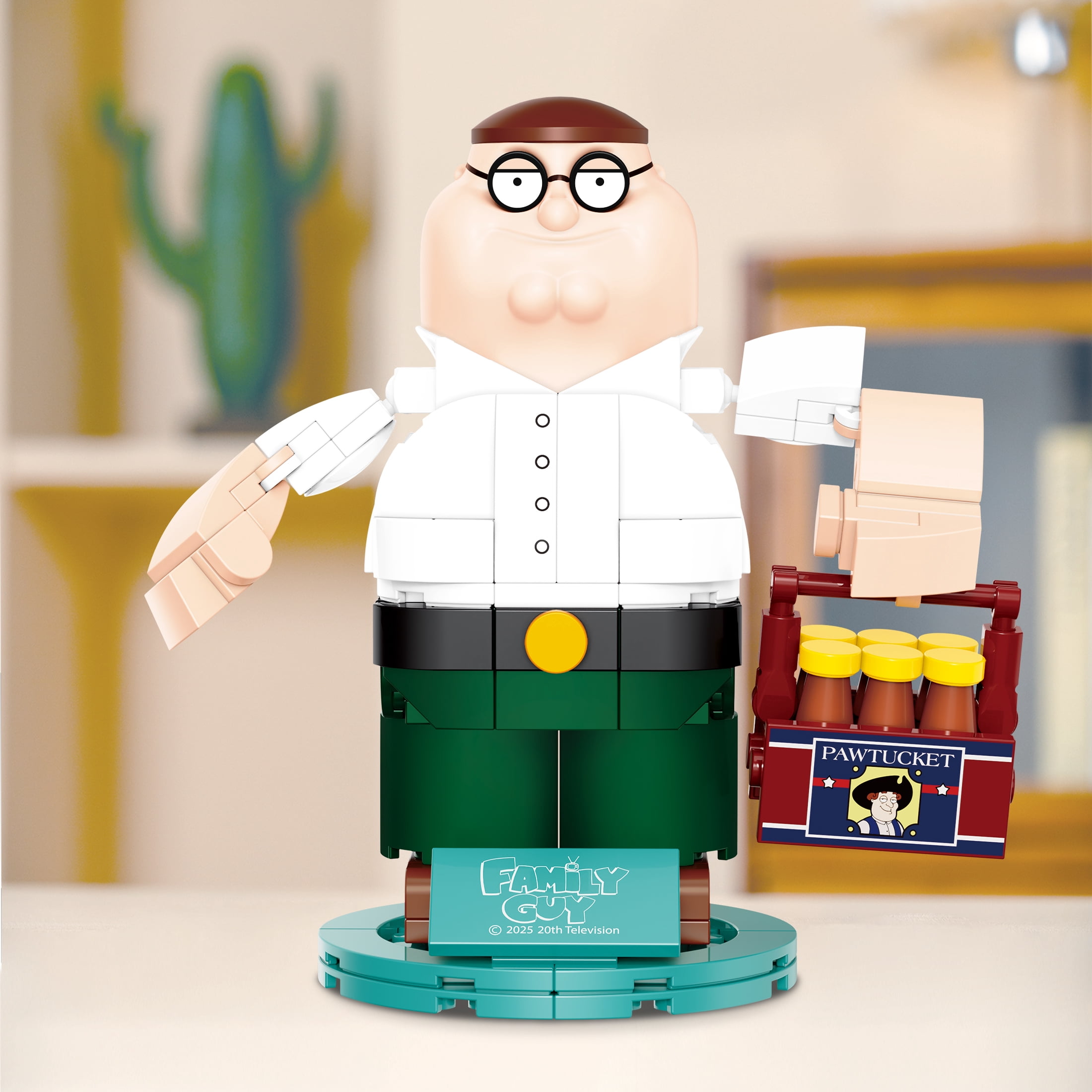 Brickcraft Family Guy Peter Griffin Building Kit (200-Piece Set), Buildable Figure on Display Base, Cartoon Collectible, TV Show Memorabilia for ages 14+