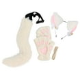 thumbnail image 2 of Diadema con orejas de animales, conjunto de cola, adorables guantes lindos para mujeres, niñas, cumpleaños, graduación blanco, 2 of 7