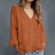 thumbnail image 2 of Vestidos Casuales Para Mujer, Blusas De Mujer De Moda Camiseta/camiseta de manga larga con cuello en V y mangas de encaje de lino sintético para mujer, primavera e invierno, 2 of 6