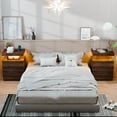 thumbnail image 5 of Hommpa Dark Walnut. LED Nightstand with Wireless Charging Station&3 Drawer, Modern End Side Table Bedside Table for Bedroom,Set of 2., 5 of 6