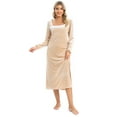 thumbnail image 2 of Long Sleeve for Nightgown Women Sleepwear V Neck Loungewear Button Full Length Nightshirt Soft Square-Neck Sleeping Dress, 2 of 6