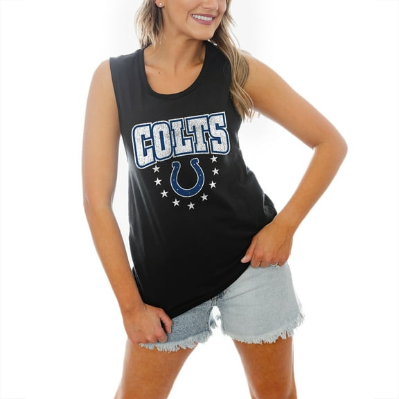 Women's Gameday Couture Black Indianapolis Colts Baby You're A Star Racerback Scoop Neck Tapered Tank Top