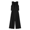 thumbnail image 5 of VBVC Women's V-Neck 2 Piece Pleated Set,Sleeveless Top and Wide Leg Pants For Women, Ladies' Breathable Summer Loungewear With Pockets,Black,S-3XL, 5 of 9