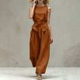 thumbnail image 5 of SOOMLON Travel Outfits for Women 2 Piece Sets Crew Neck Sleeveless Tie Tees Pleats Pants with Pockets 2 Piece Sets, 5 of 6
