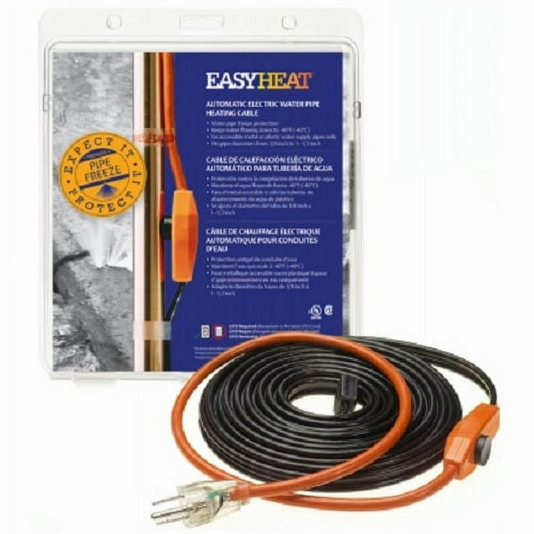 Heat Tape Easy Heat Freeze Protection Cable Waterline Heater Pre-Cut to 4 Foot Includes Installed Plug Head