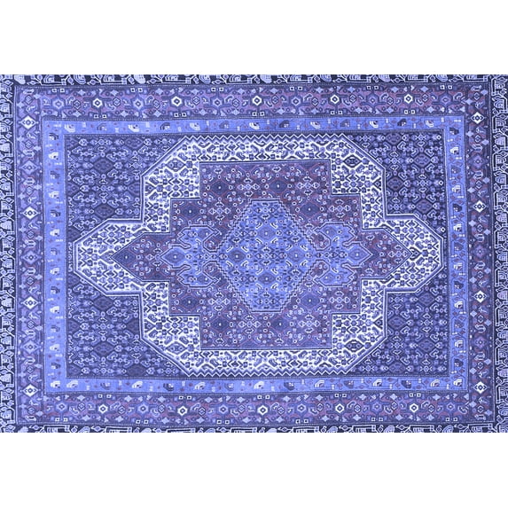 Ahgly Company Machine Washable Indoor Rectangle Medallion Blue Traditional Area Rugs, 2' x 3'