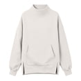 thumbnail image 5 of Dwellite Mock Neck Sweatshirt for Women Fall Turtleneck Long Sleeve Tops Oversized Pullover for Daily Wear,Sports,Going Out White 3XL, 5 of 7