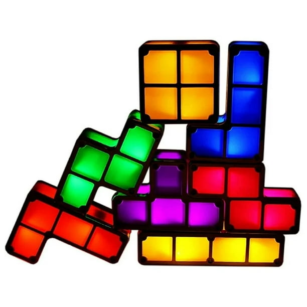 Lámpara de noche apilable, 7 piezas, LED DIY, 7 colores, rompecabezas 3D, sensor, lámpara de mesa entrelazada, iluminación, bloques de construcción mágicos DIY, luces brillantes