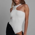 thumbnail image 2 of Slatcetga Body Sin Mangas Cuello Redondo Asimétrico Body De Punto Ajustado Ajustado Top para Citas XL Blanco, 2 of 6