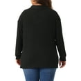 thumbnail image 4 of DARING DIVA Women's Plus Size Loose V Neck Long Sleeve Polo 2X Black, 4 of 6