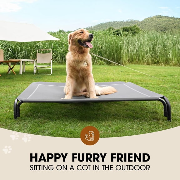 Elevated Dog Bed, Raised Outdoor Dog Bed for Extra Large Sized Dog, Portable Cooling Pet Cot with Breathable & Washable Mesh, Indoor & Outdoor Pet Hammock with Skid-Resistant Feet