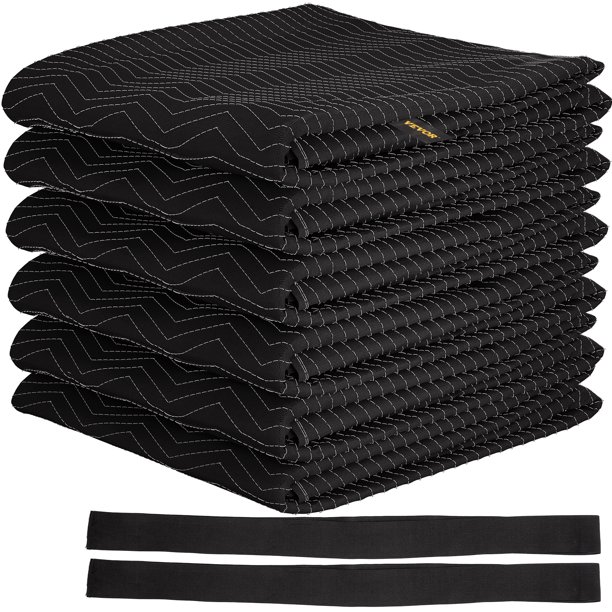 VEVOR Moving Blankets, 6 Packs 80" x 72" (45 lb/dz Weight), Professional NonWoven & Recycled