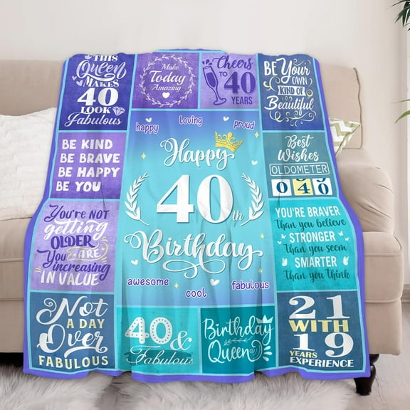 Happy 40th Birthday Gifts for Women, 40 Year Old Birthday Gifts for Women Turning 40, 40th Birthday Decorations Idea, Female 40th Birthday Gifts for Her, 40th Birthday Blanket Gifts 60”X50”