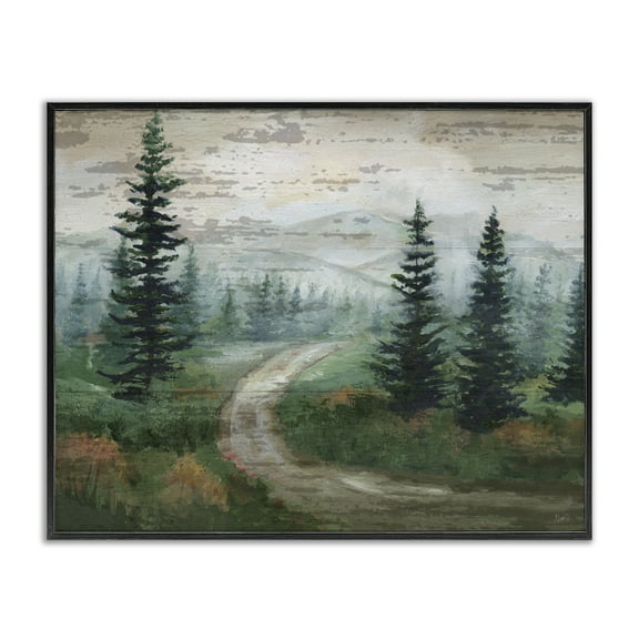 Stupell Industries Path Through Wilderness Landscape & Nature Painting Black Framed Art Print Wall Art, 14 x 11
