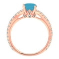 thumbnail image 2 of 1.465 ct Round Cut Simulated Turquoise Solitaire with Simulated Diamond Accents 18K Rose Gold Womens Engagement Ring, 2 of 3