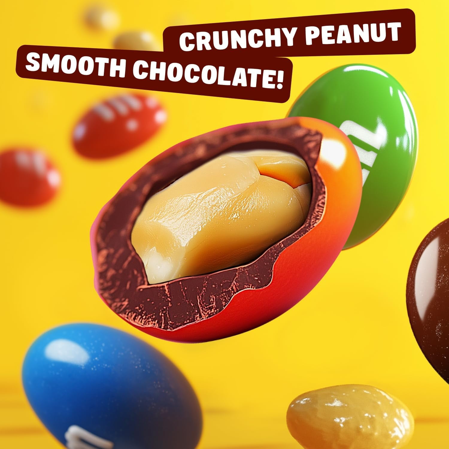 M&M'S Peanut Milk Chocolate 3 lb – Anti Melt Pack, Bulk Candy in Resealable Bag, 72 Fun Size Pieces