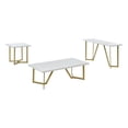 thumbnail image 1 of Ensemble de Table Basse en Bois Blanc 3 Pcs avec Pieds Peints Or, 1 of 2