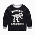 thumbnail image 4 of Paguaki Kids Pajamas Boys Dinosaur Print Long Sleeve Top And Pants 2-Piece Winter Warm Sleepwear Set, 4 of 6