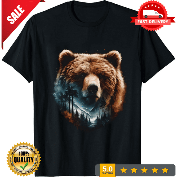 Grizzly Bear T-shirt Brown Bear T Shirt Grizzly Bear Tee Graphic Bear Shirt, LIMITED EDITION-TH65964