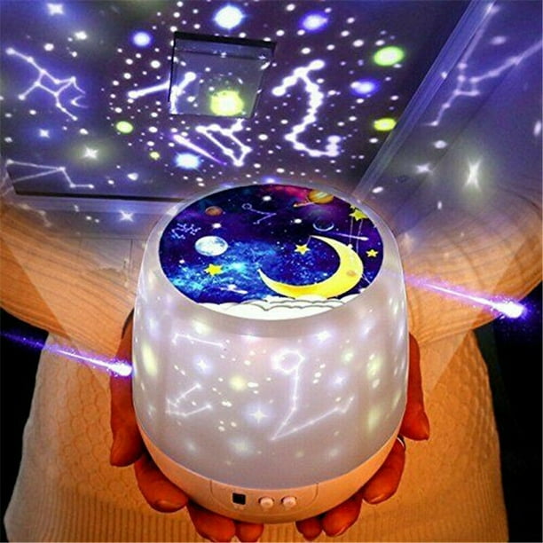 Rotating LED Light Projector Star Moon Sky Baby Kids Night Mood Lamp  Bedside Night Light Xmas Gift 
