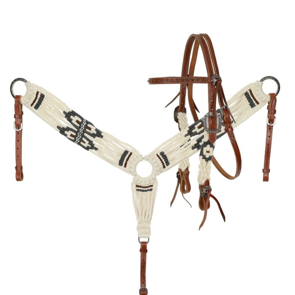 Showman Pinto Corded Mohair Browband Headstall & Breast Collar Set
