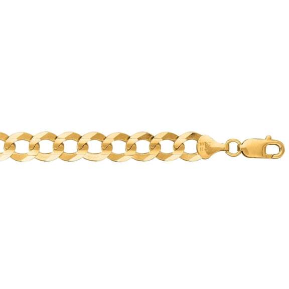 JewelStop 14k Yellow Gold 12.18mm Comfort Curb Chain Bracelet with Lobster Clasp - 8.75 Inches