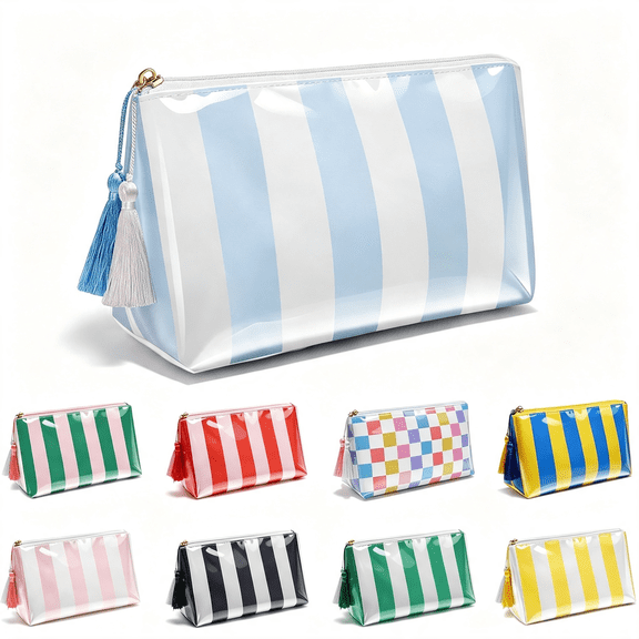 GASTROPOD Pvc Waterproof Makeup Bag, Large Clear Coated Cosmetic Bags for Women Girls, Travel Makeup Bag for Purse Organizer Zipper Pouch Beach Summer Vacation Essentials Gifts for Women