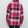 thumbnail image 7 of IROINNID Women's Mid-Length Shacket Jacket Turndown Lapel Plaid Long Sleeve Plaid Shirt Single Breasted Cardigan Shirt Coat Casual Outwear, Hot Pink, 7 of 7
